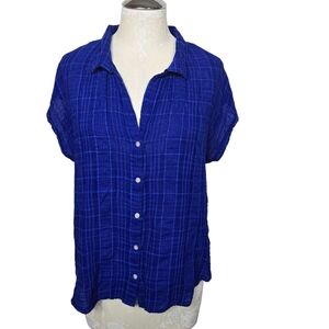 Cloth & Stone Blue Button Down Short Sleeve Shirt S